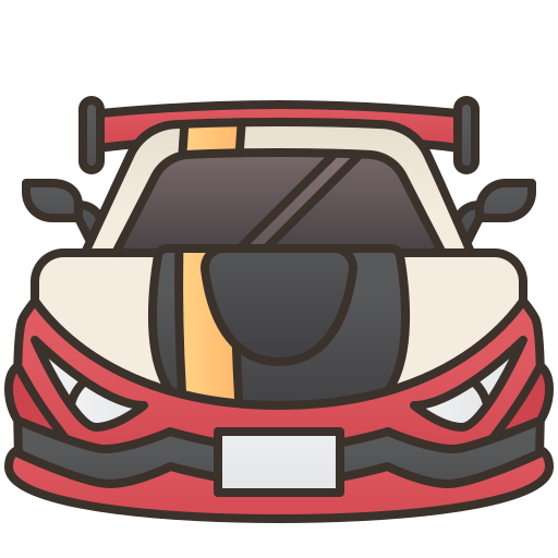 Un coche con coles rojos y naranjas